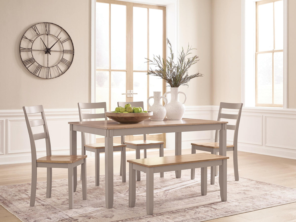 Harperfeld Dining Table and 4 Chairs and Bench (Set of 6) (PCD403-SI) - Image 2