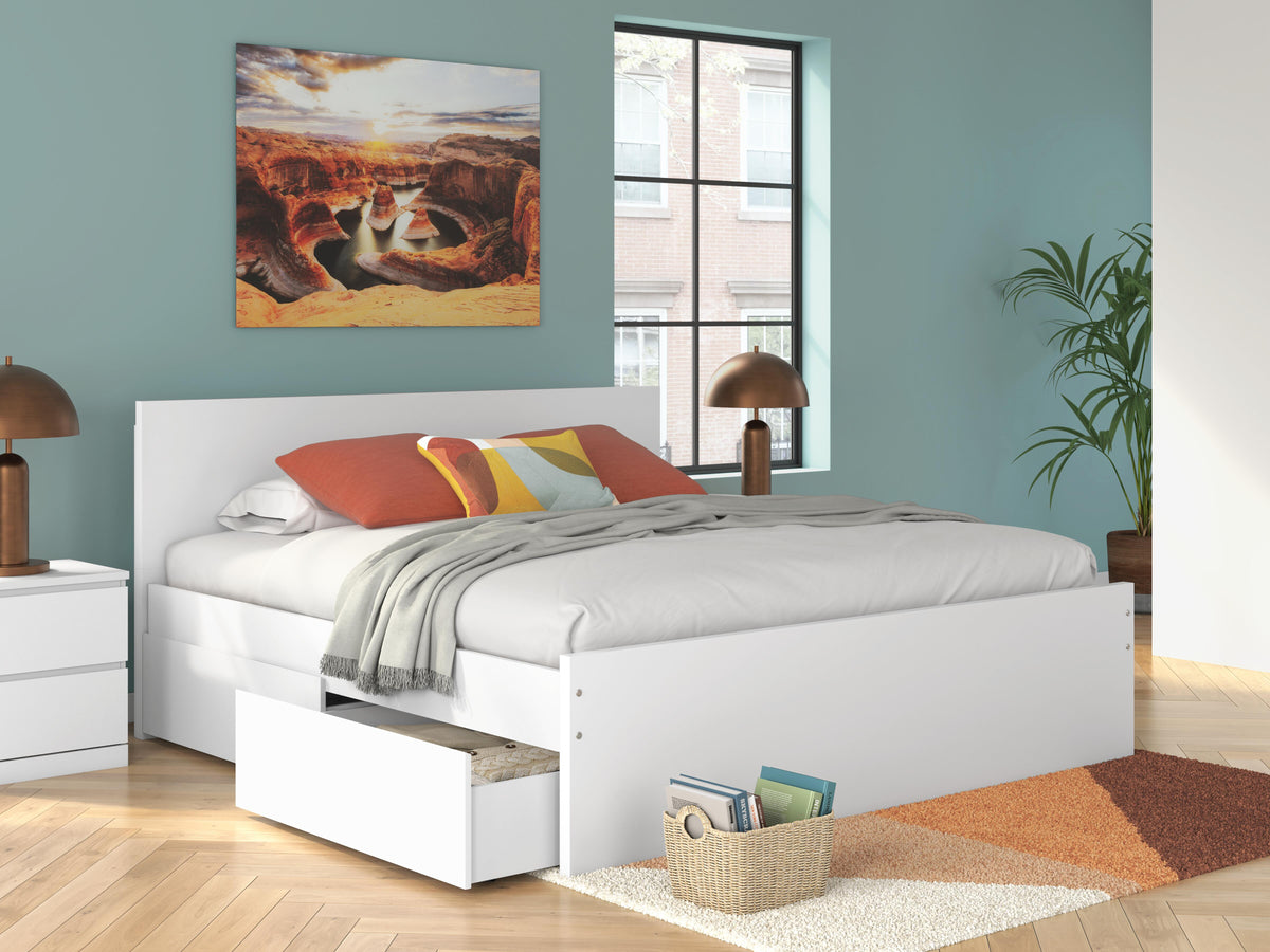 Onita Panel Platform Bed with 2 Side Storage - White  (EB9630-SI) - Image 9