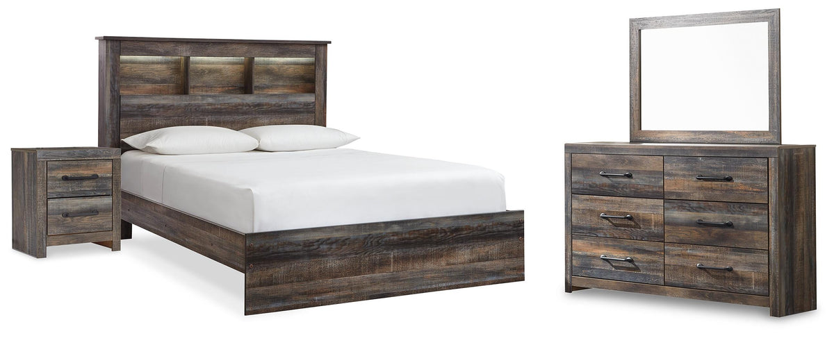 Drystan Bookcase Bed, Dresser, Mirror and Nightstand - Multi  (B211-SI)