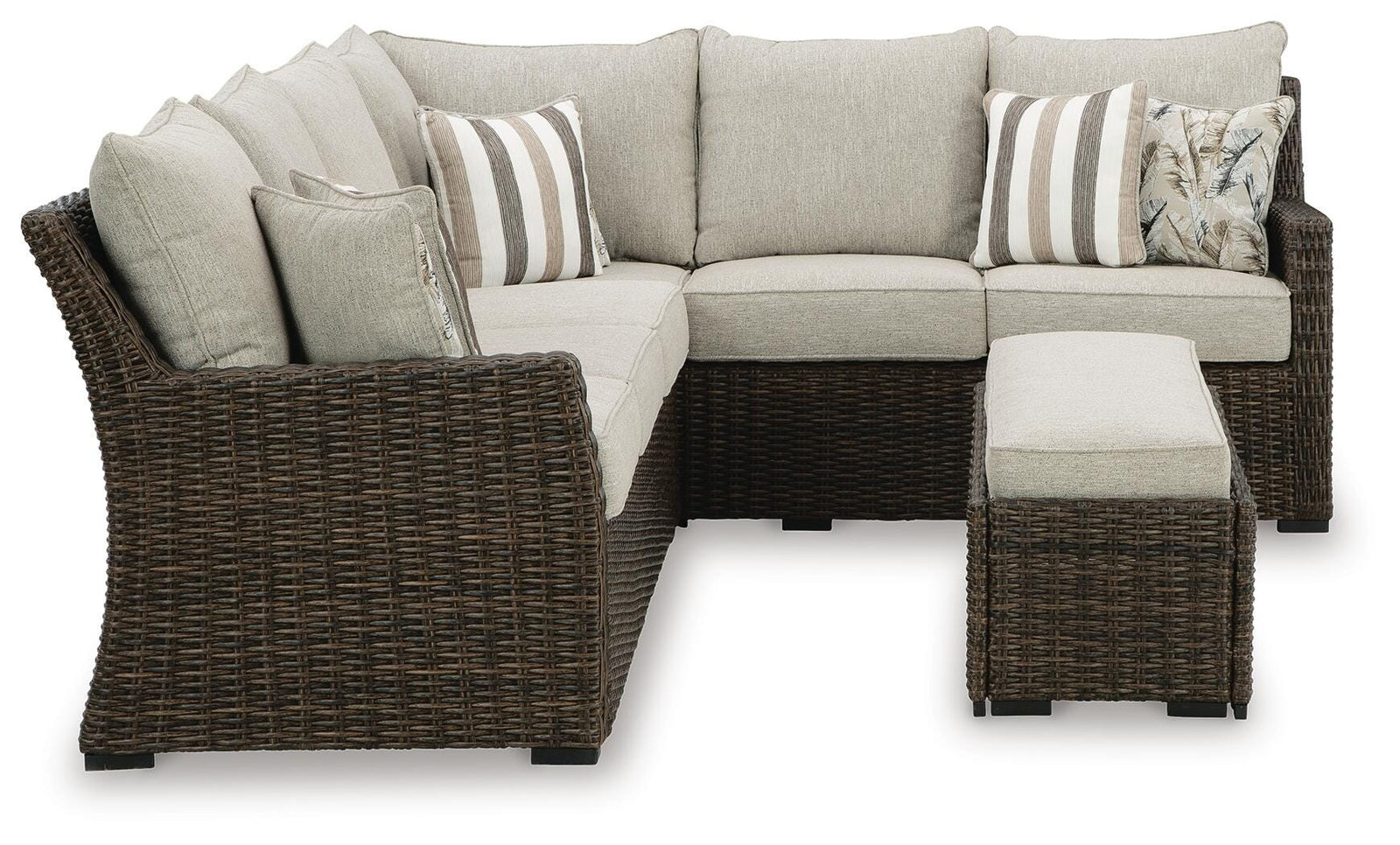 Brook Ranch Outdoor Sofa Sectional/Bench with Cushion (Set of 3) (P465-SI) - Image 3