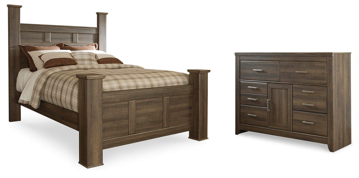 Juararo Poster Bed and Dresser - Dark Brown  (B251-SI)