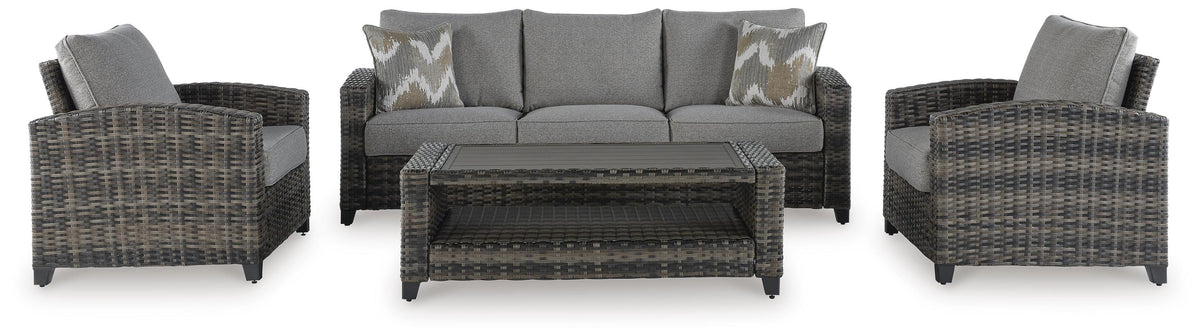 Oasis Court Outdoor Sofa/Chairs/Table Set (Set of 4) (P335-SI) - Image 2