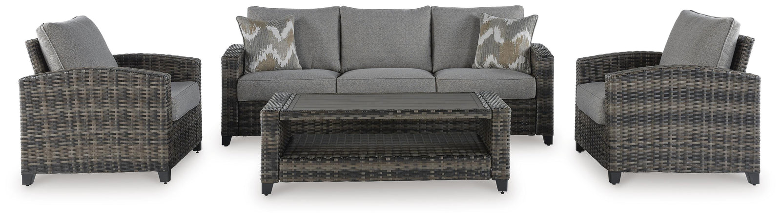 Oasis Court Outdoor Sofa/Chairs/Table Set (Set of 4) (P335-SI) - Image 2