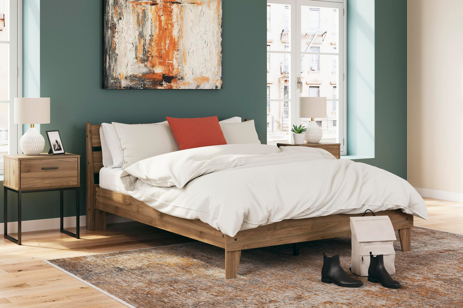 Deanlow Platform Panel Bed - Honey  (EB1866-SI) - Image 8