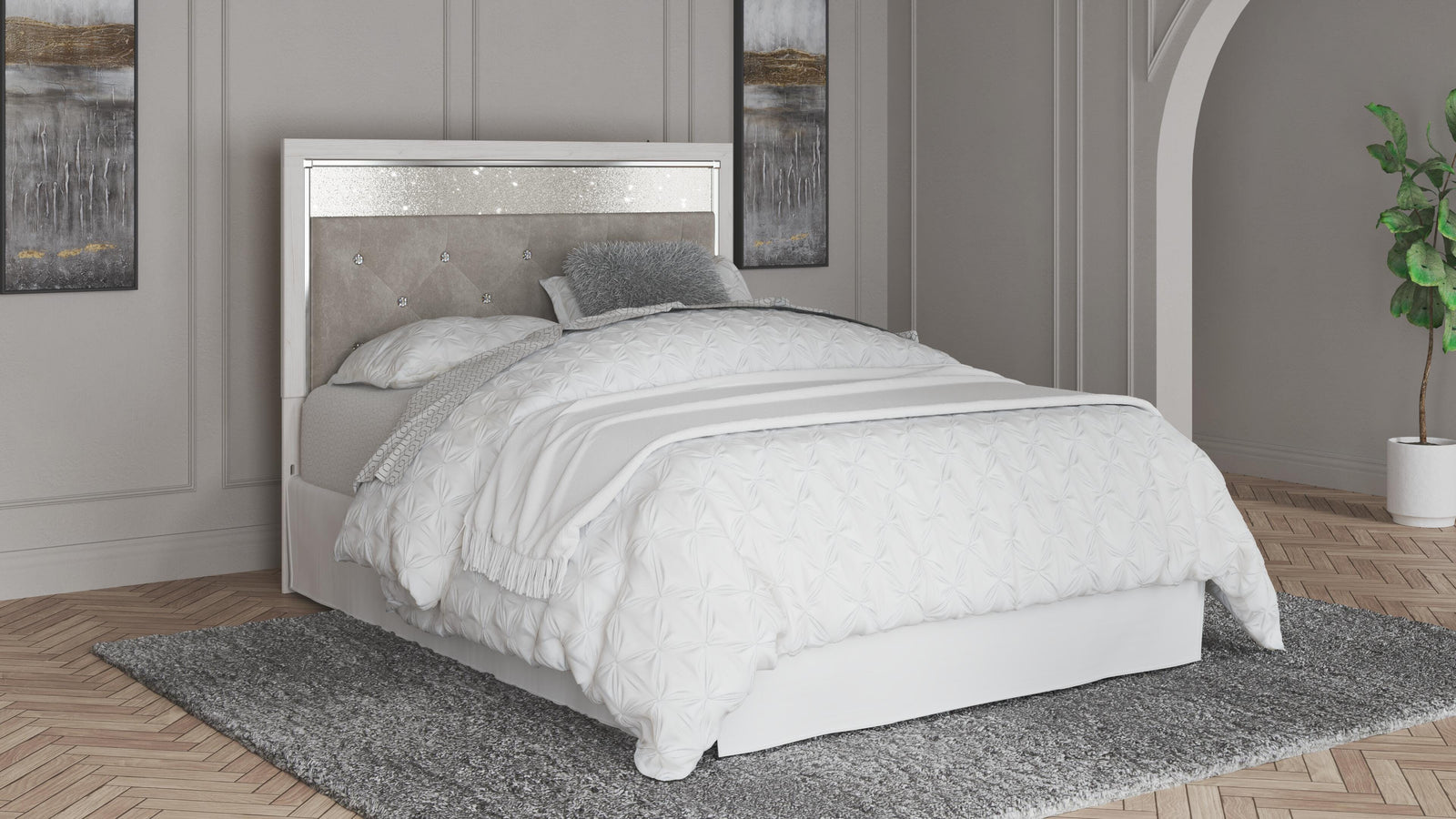 Altyra Upholstered Panel Headboard - White  (B2640-SI) - Image 7