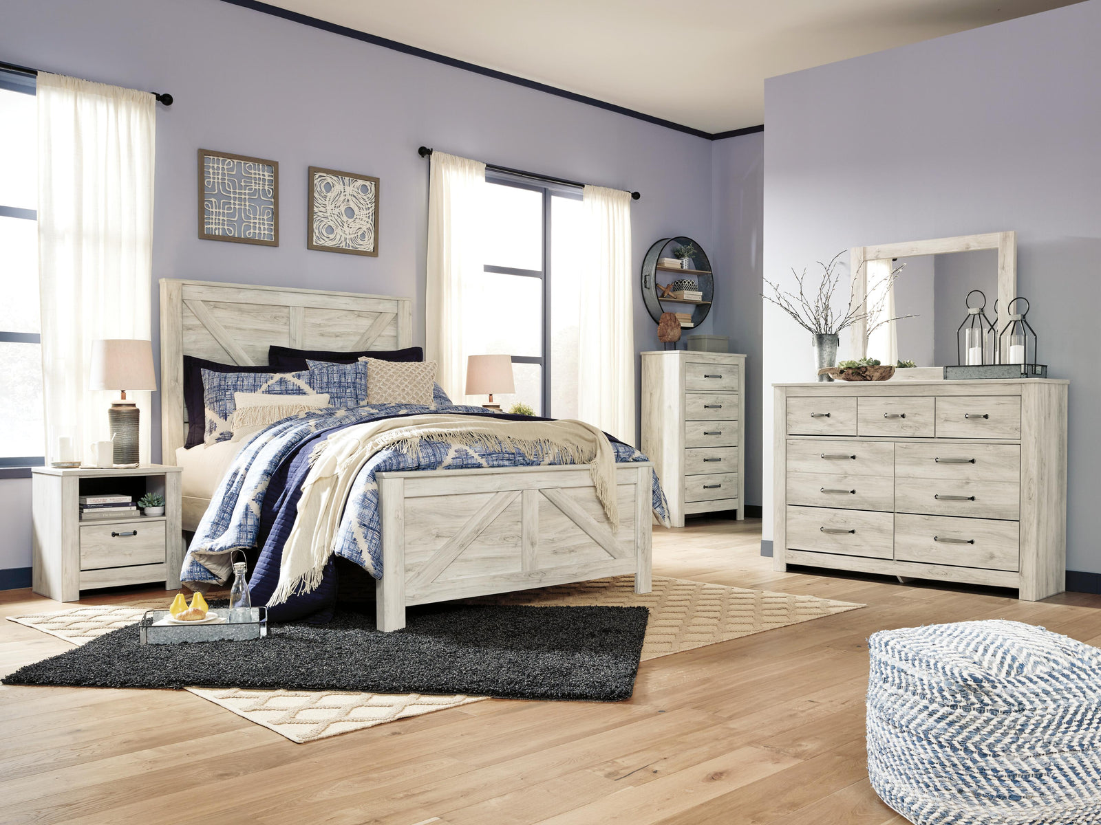 Bellaby Crossbuck Panel Bed - Whitewash  (B331-SI) - Image 6