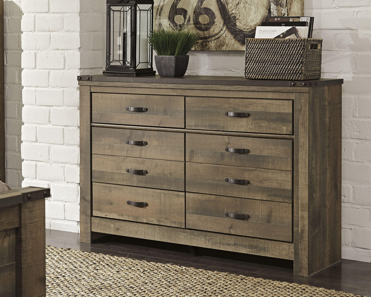 Trinell Panel Bed, Dresser, Mirror and Nightstand - Brown  (B446-SI) - Image 8