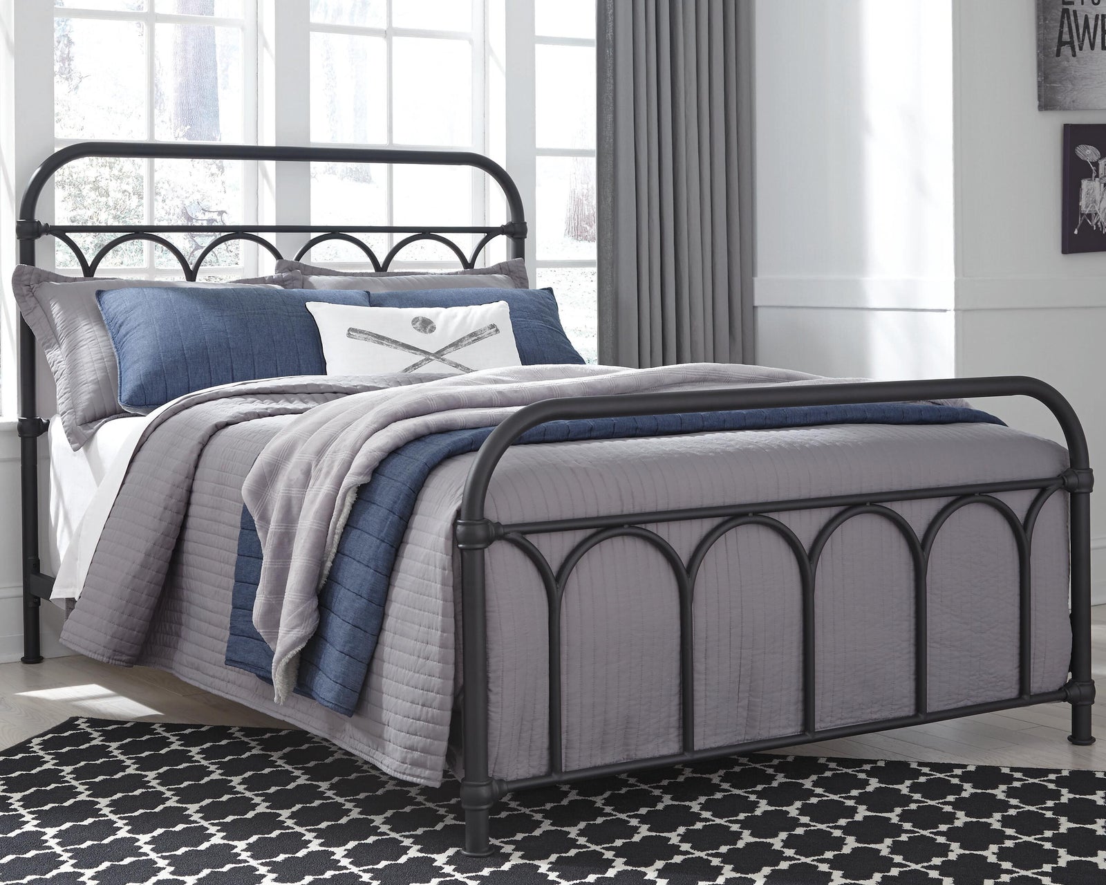 Nashburg Metal Bed (Youth) - Black  (B280-SI) - Image 6