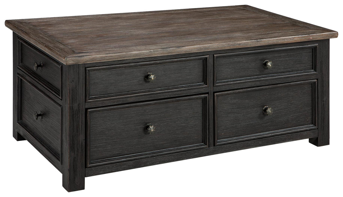 Tyler Creek Coffee Table and 2 Chairside End Tables - Grayish Brown/Black  (T736-SI) - Image 3
