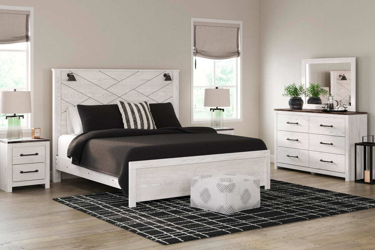 Gerridan Panel Bed, Dresser, Mirror and Nightstand - White/Gray  (B1190-SI) - Image 16