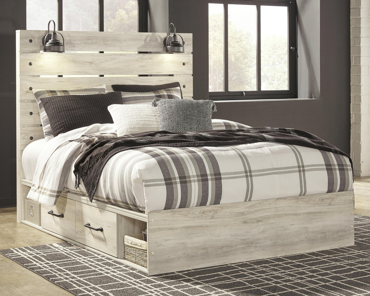 Cambeck Panel Bed with 2 Storage Drawers - Whitewash  (B192-SI) - Image 2