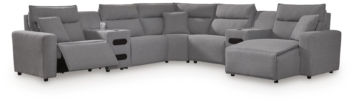 Modmax II 7-Piece Power Reclining Sectional with Chaise and Audio Consoles (65906-SI)