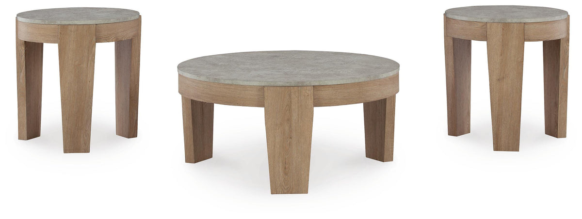 Guystone Table (Set of 3) - Light Brown  (T237-SI) - Image 2