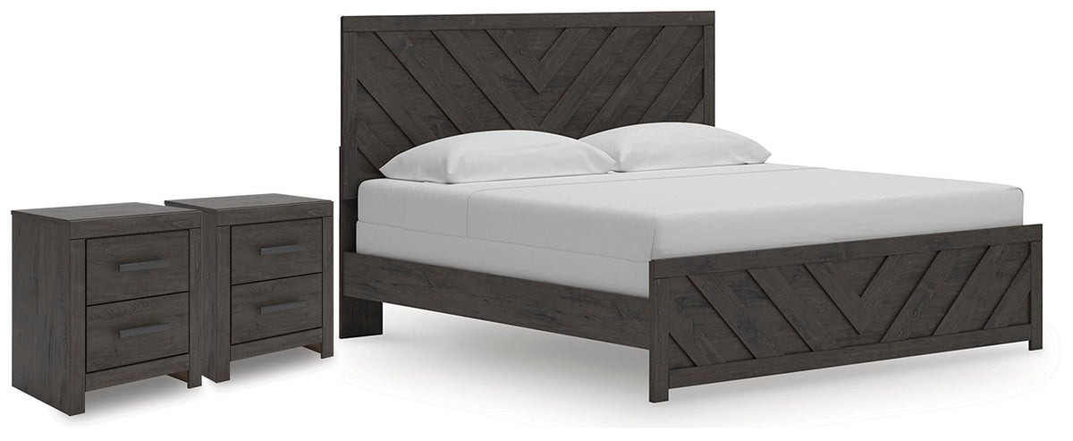 Prendonea Panel Bed and 2 Nightstands (B3789-SI)