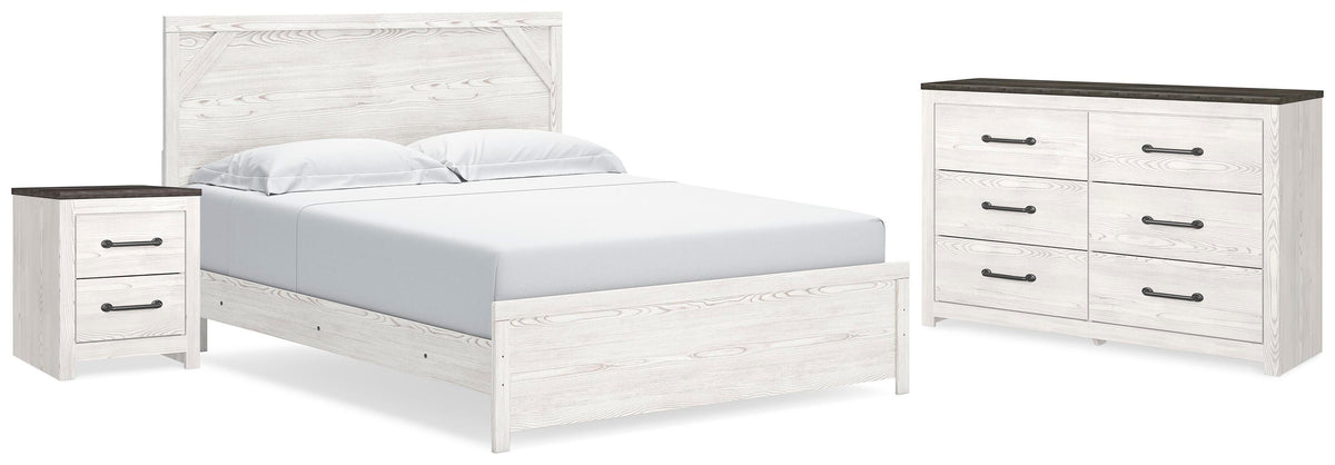 Gerridan Panel Bed, Dresser and Nightstand - White/Gray  (B1190-SI)
