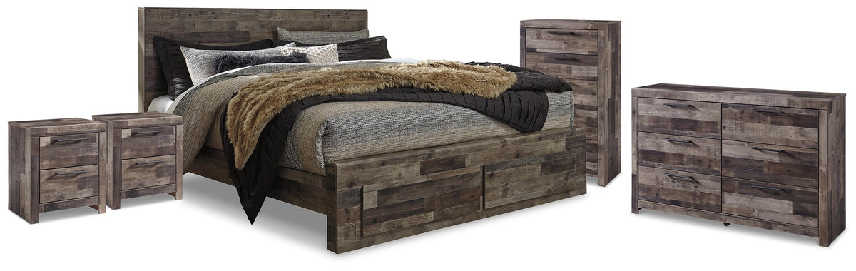 Derekson Storage Bed, Dresser, Chest and 2 Nightstands - Multi Gray  (B200-SI)