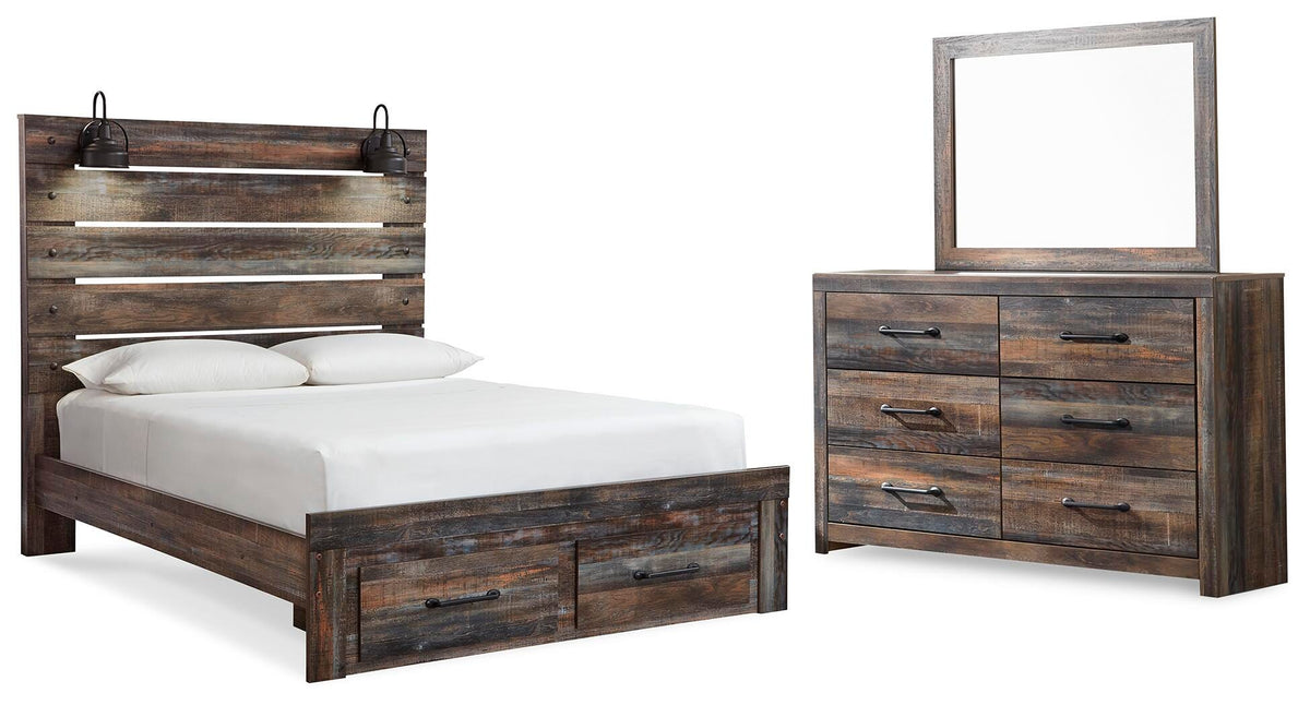 Drystan Panel Storage Bed, Dresser and Mirror - Multi  (B211-SI)