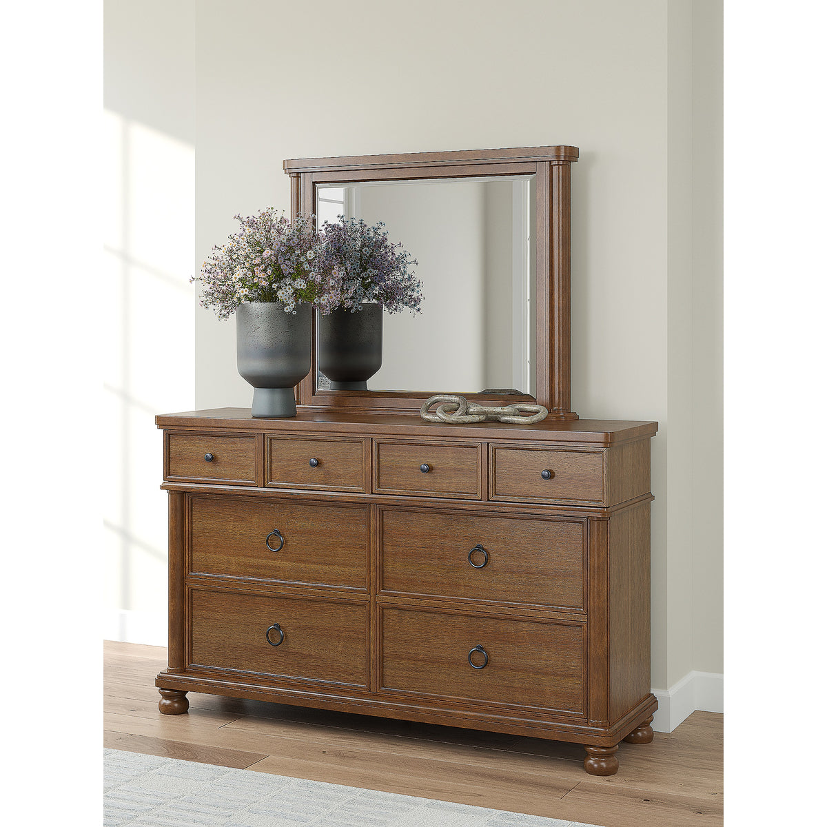 Rowlenstown Queen Poster Bed, Dresser and Mirror (PCB824-SI) - Image 12