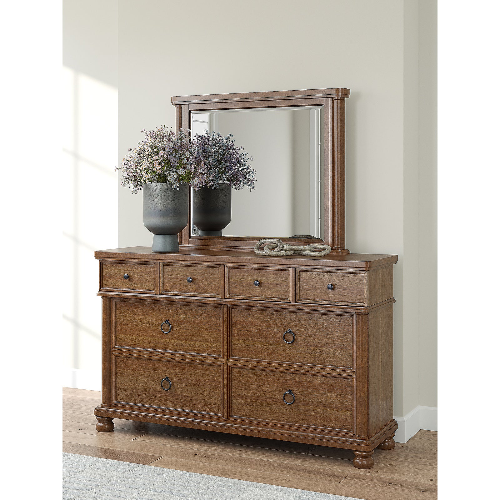 Rowlenstown Queen Poster Bed, Dresser and Mirror (PCB824-SI) - Image 12