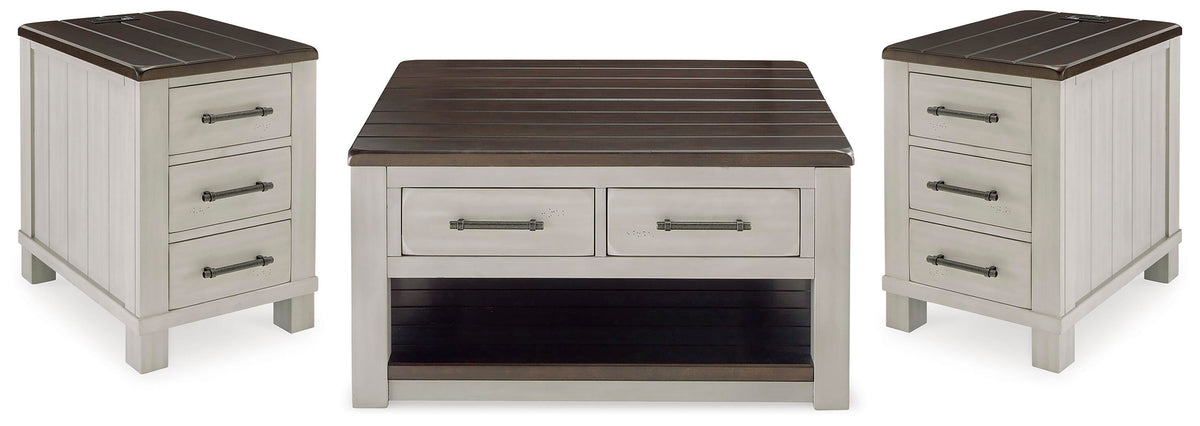 Darborn Lift-top Coffee Table and 2 Chairside End Tables - Gray/Brown  (T796-SI) - Image 2
