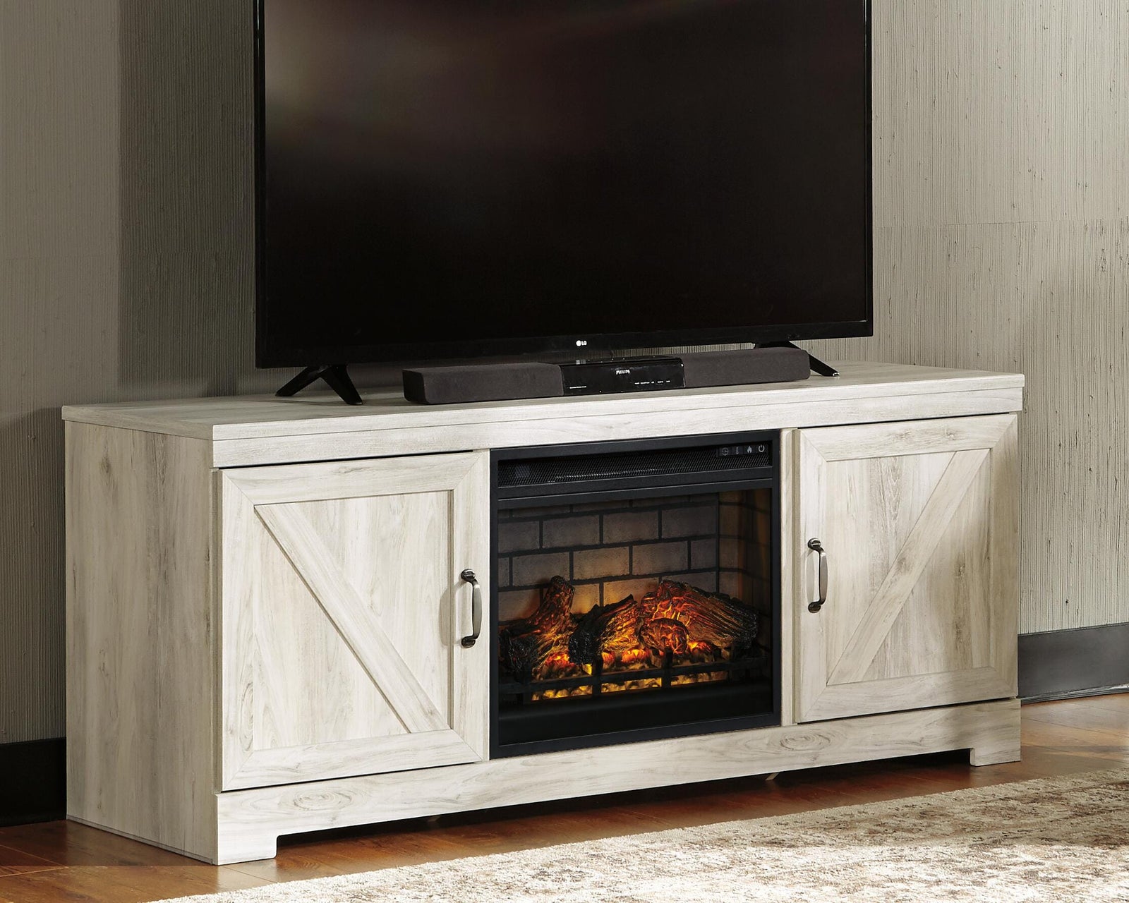 Bellaby 63 TV Stand with Electric Fireplace (W331-SI) - Image 2