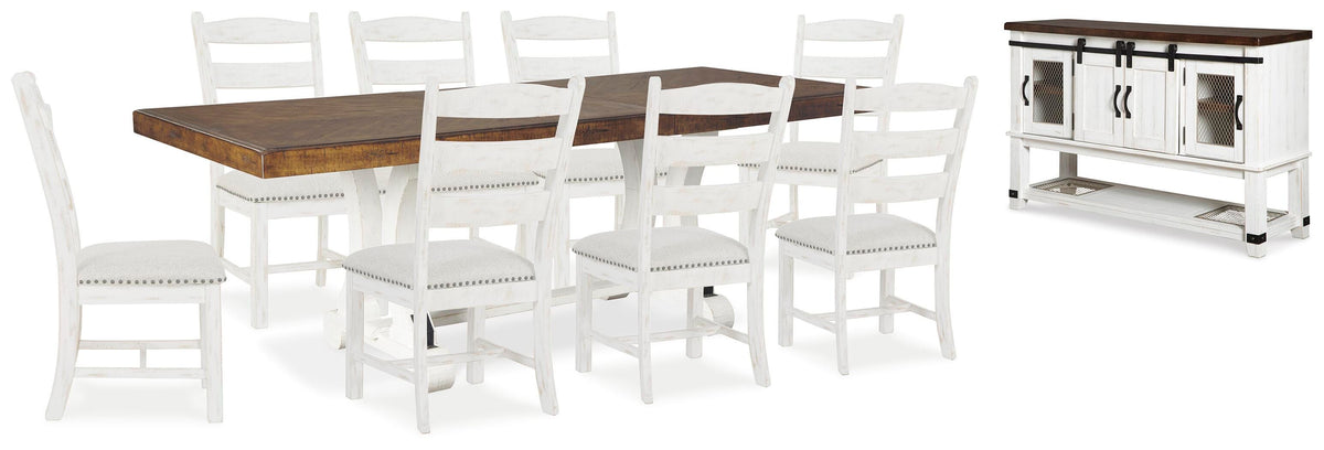 Valebeck Dining Table and 8 Chairs with Server (D546-SI)
