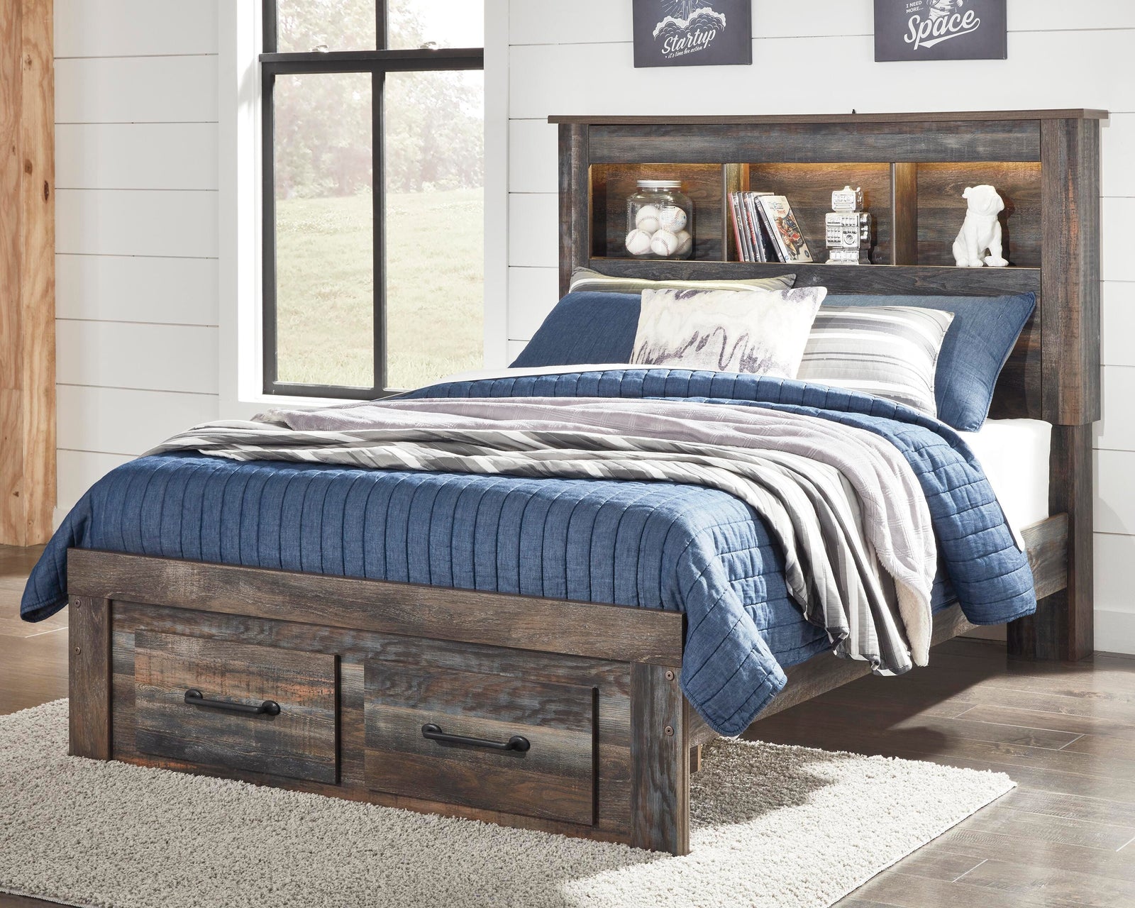 Drystan Bookcase Storage Bed, Chest and Nightstand (B211-SI) - Image 10