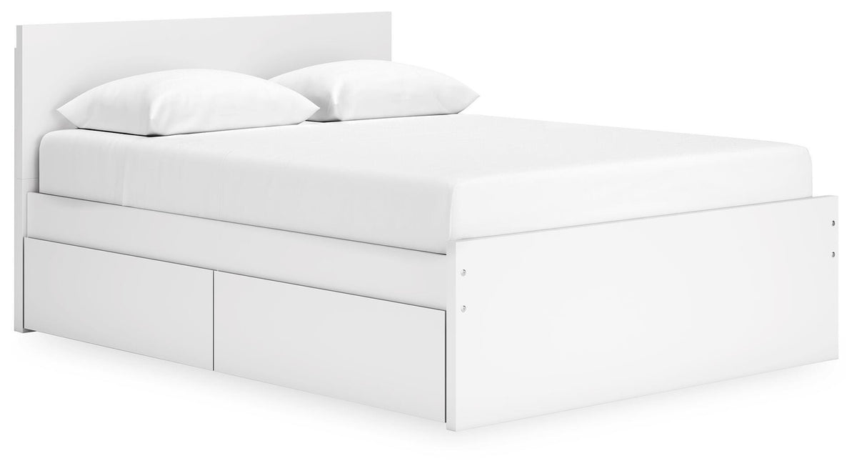 Onita Panel Platform Bed with 2 Side Storage - White  (EB9630-SI)