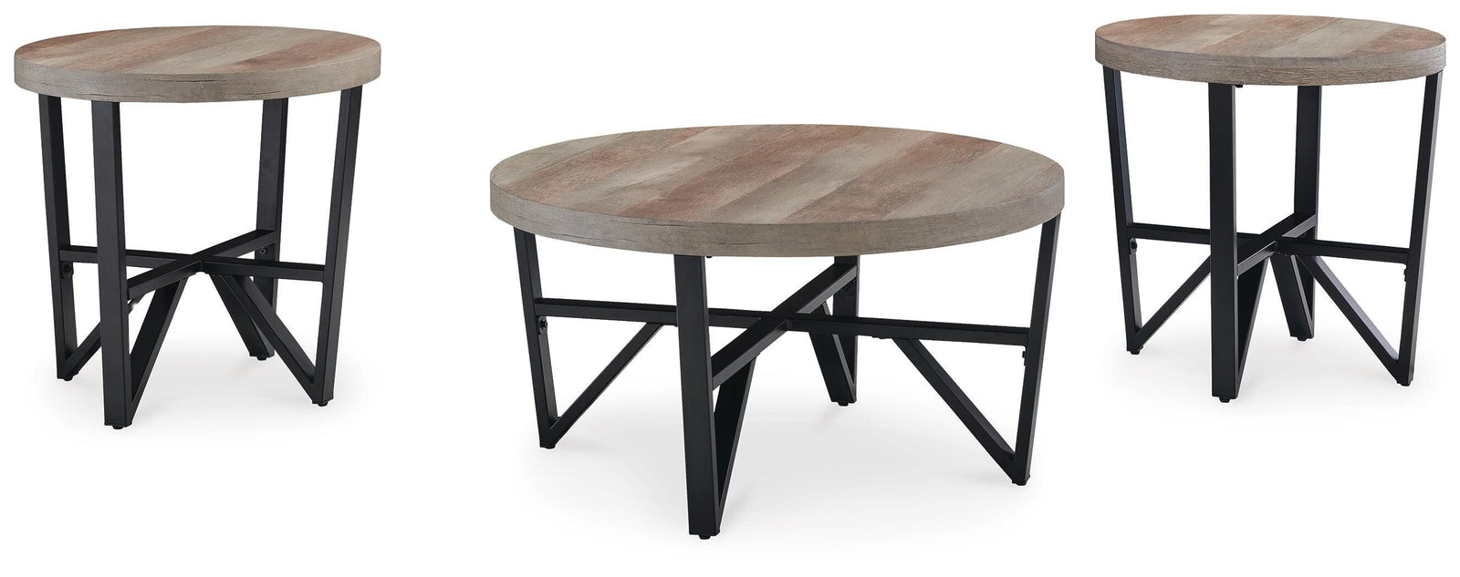 Deanlee Table (Set of 3) - Grayish Brown/Black  (T235-SI)