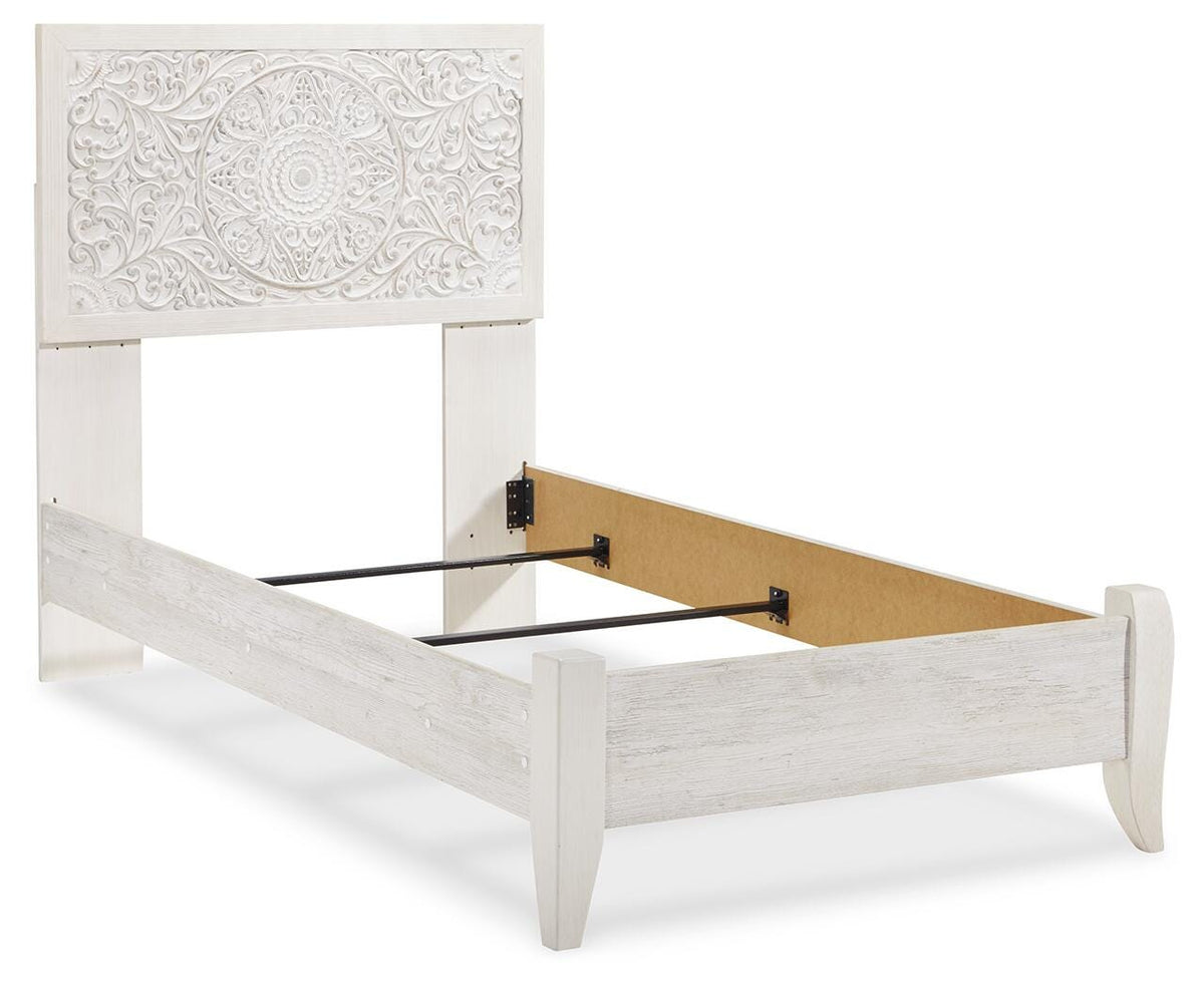 Paxberry Panel Bed and Nightstand - Whitewash  (B181-SI) - Image 5