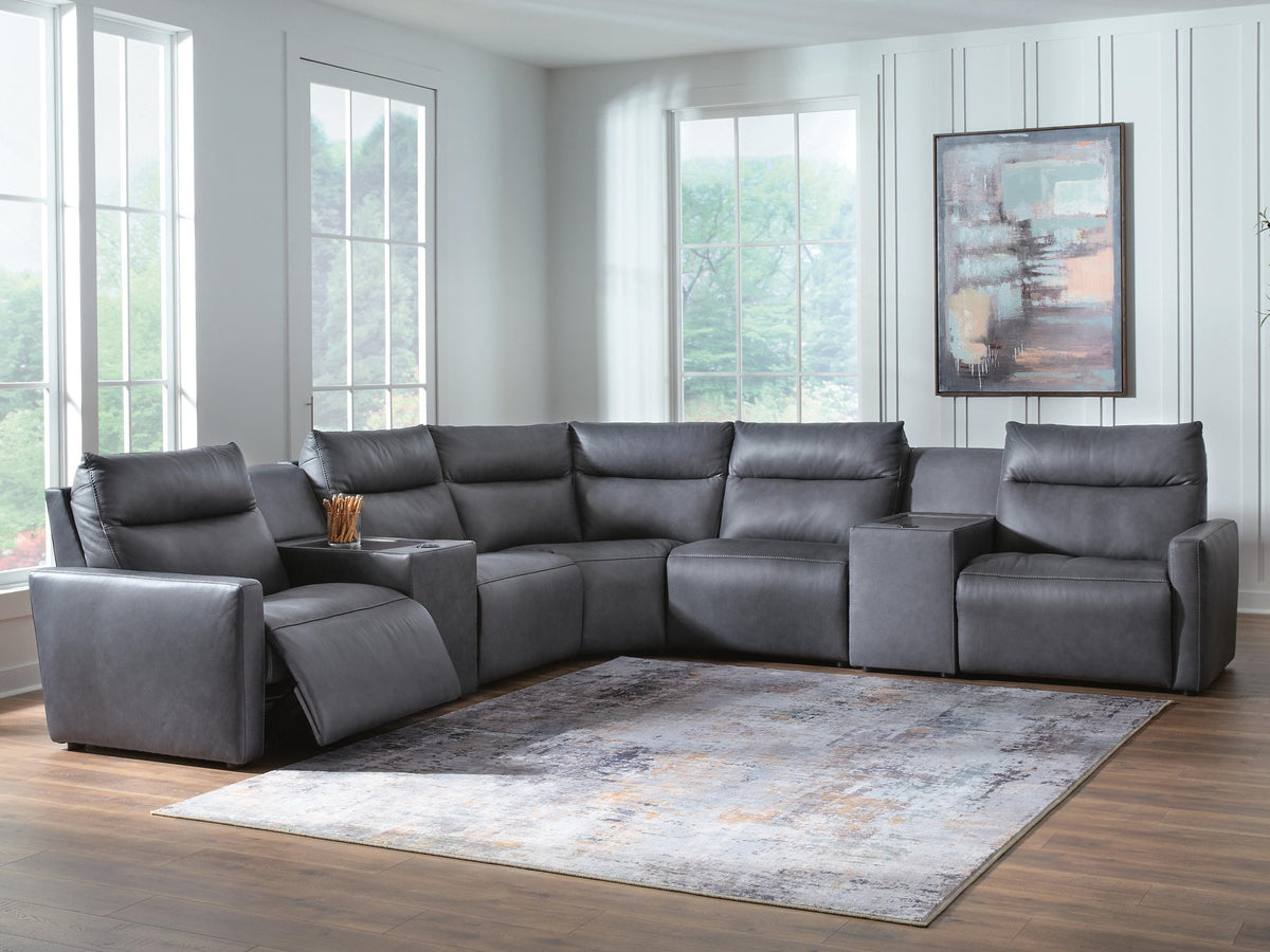 ModZ 7-Piece Power Reclining Sectional with Audio Consoles (U14001-SI) - Image 2