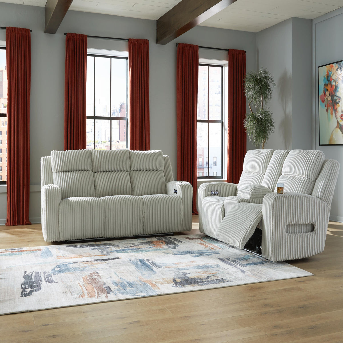 Carvara Power Reclining Sofa and Loveseat (PC64203-SI) - Image 14
