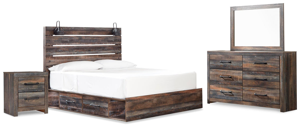 Drystan Panel Bed with Storage, Dresser and Mirror - Multi  (B211-SI)