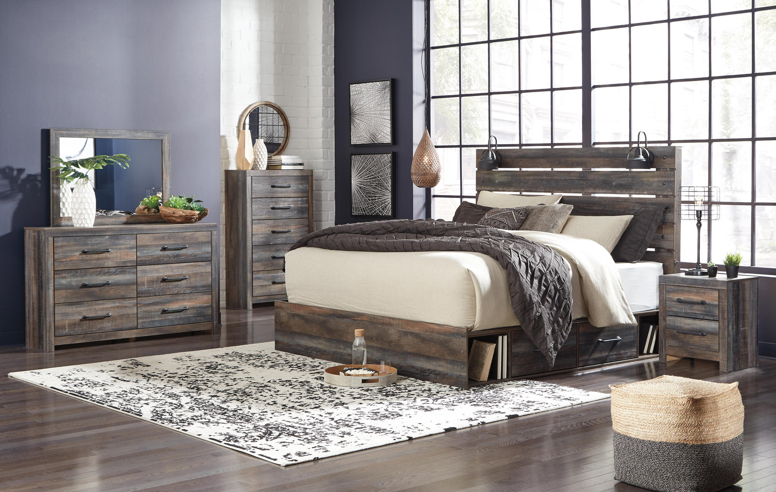 Drystan Panel Bed with Storage, Dresser, Mirror, Chest and 2 Nightstands - Multi  (B211-SI) - Image 15