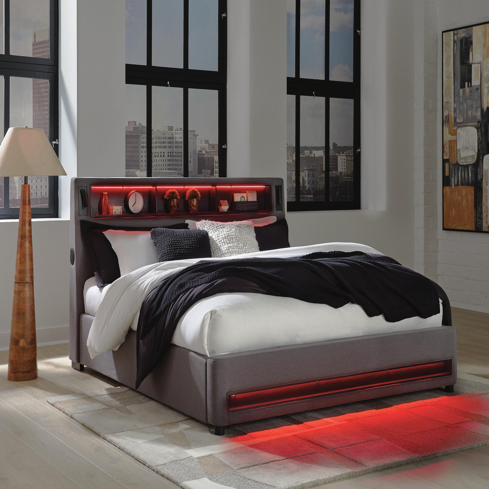Finigale California King Upholstered Bed with Wireless Audio (PCB2721-SI) - Image 10
