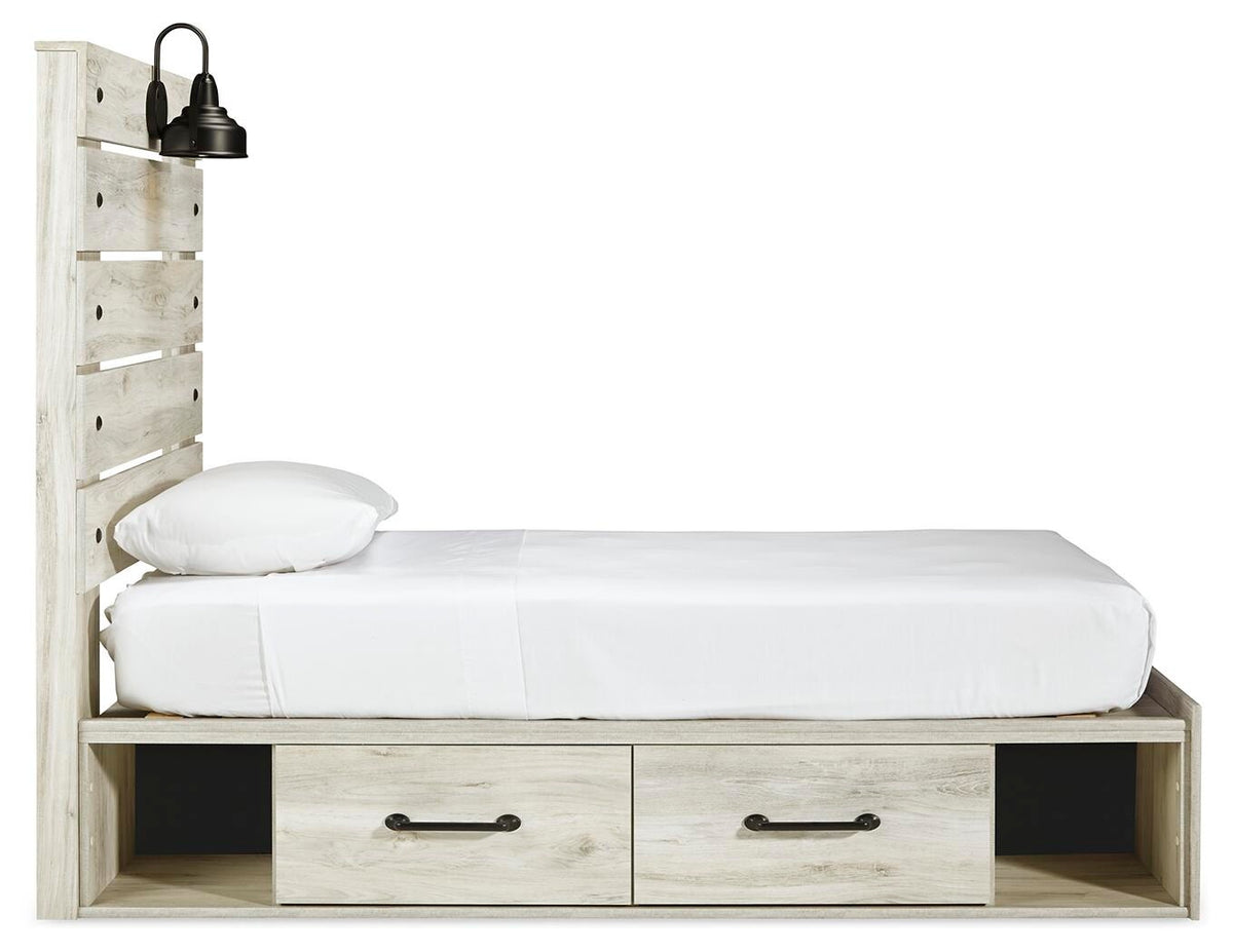 Cambeck Panel Bed with 2 Storage Drawers (Youth) - Whitewash  (B192-SI) - Image 4
