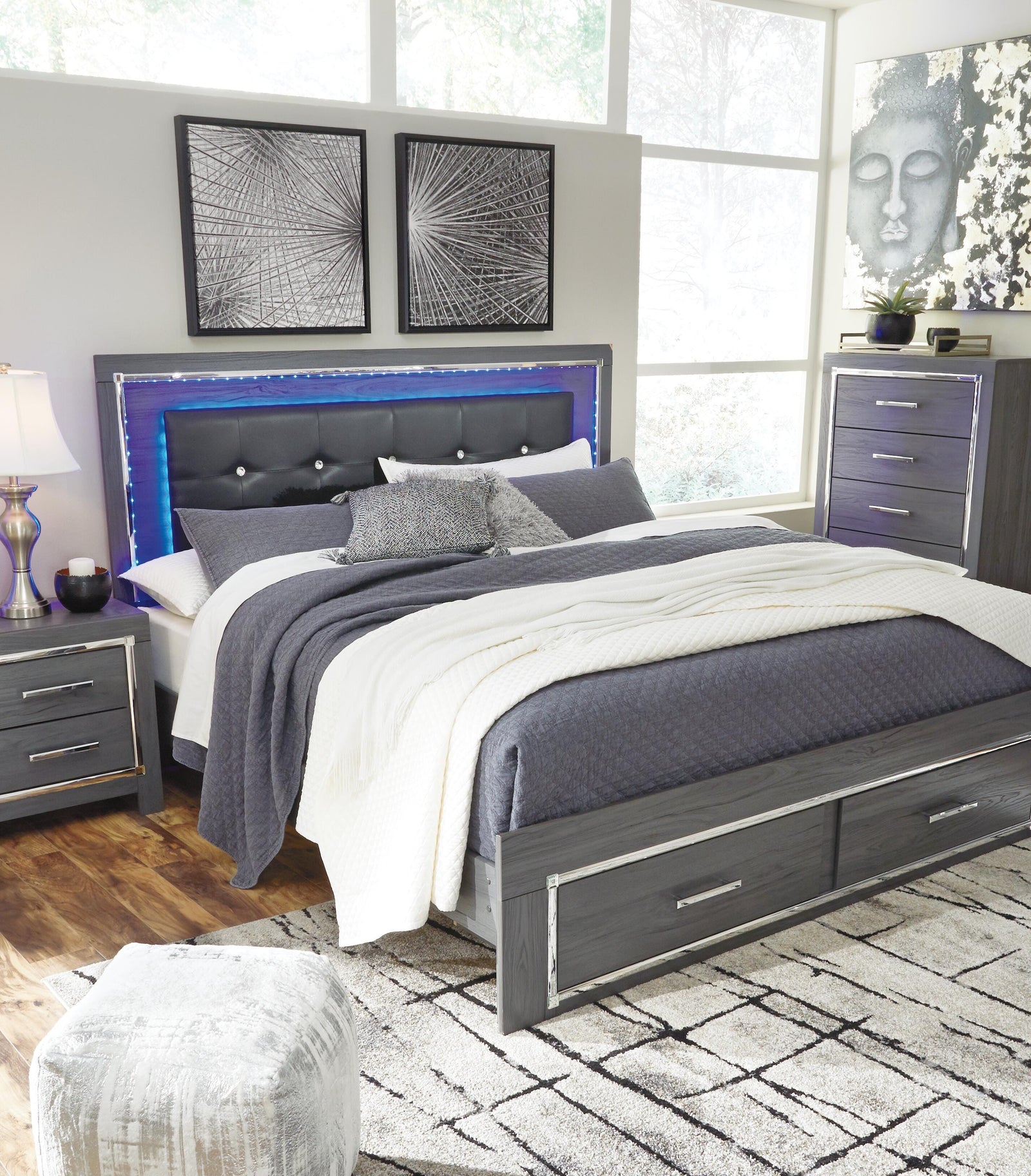 Lodanna Panel Bed with 2 Storage Drawers - Gray  (B214-SI) - Image 12