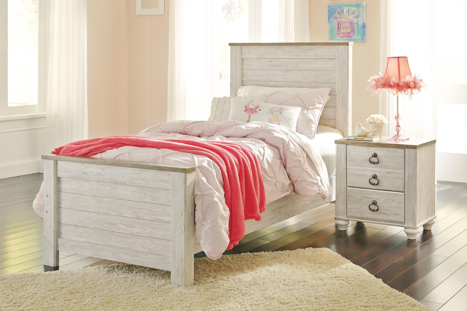Willowton Panel Bed (Youth) - Whitewash  (B267-SI) - Image 5