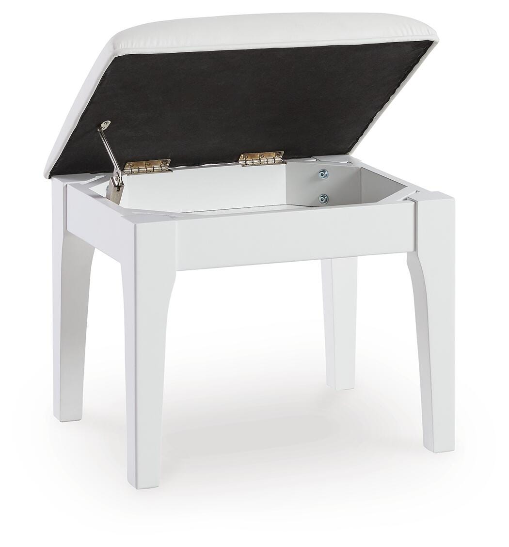 Chalanna Vanity Stool (Youth) - White  (B822-SI) - Image 3