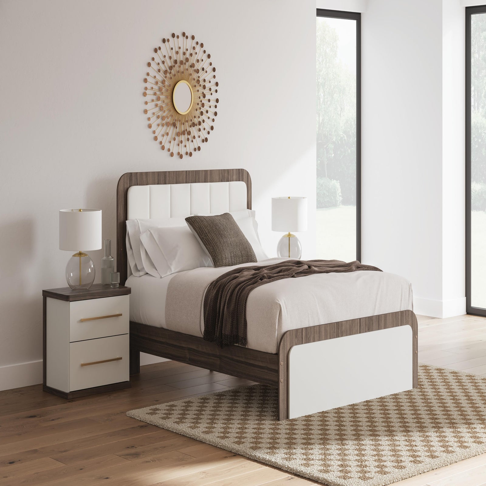 Kendanport Queen Upholstered Bed, Dresser, Mirror and Nightstand (PCB1108-SI) - Image 28