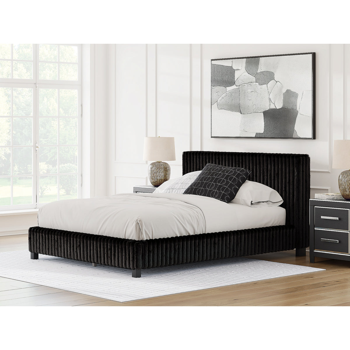 Zuraleus Queen Upholstered Bed, Dresser and Nightstand (PCB3380-SI) - Image 29