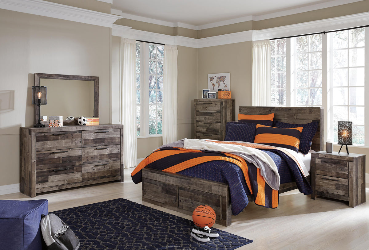 Derekson Panel Bed with 2 Storage Drawers (Youth) - Multi Gray  (B200-SI) - Image 5