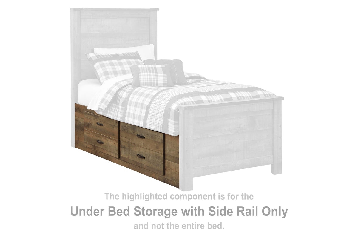 Trinell Under Bed Storage with Side Rail (Youth) - Brown  (B446-SI)