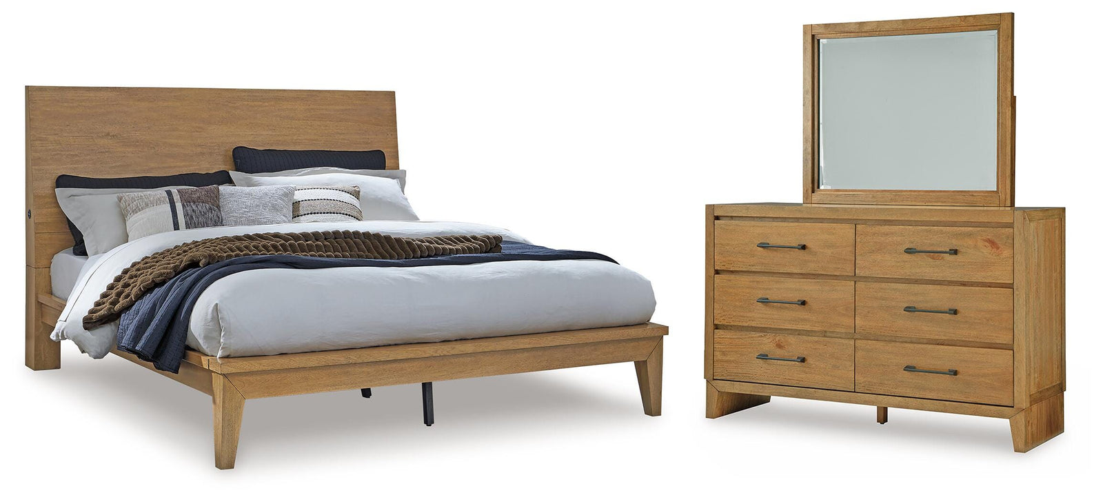 Sherbana Panel Bed, Dresser and Mirror (B833-SI)