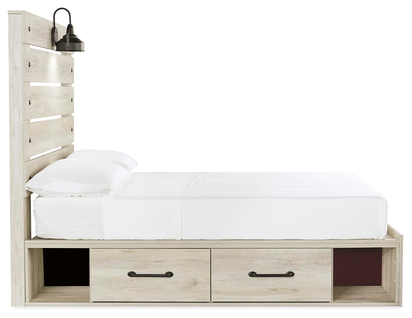 Cambeck Panel Bed with 2 Storage Drawers (Youth) - Whitewash  (B192-SI) - Image 4