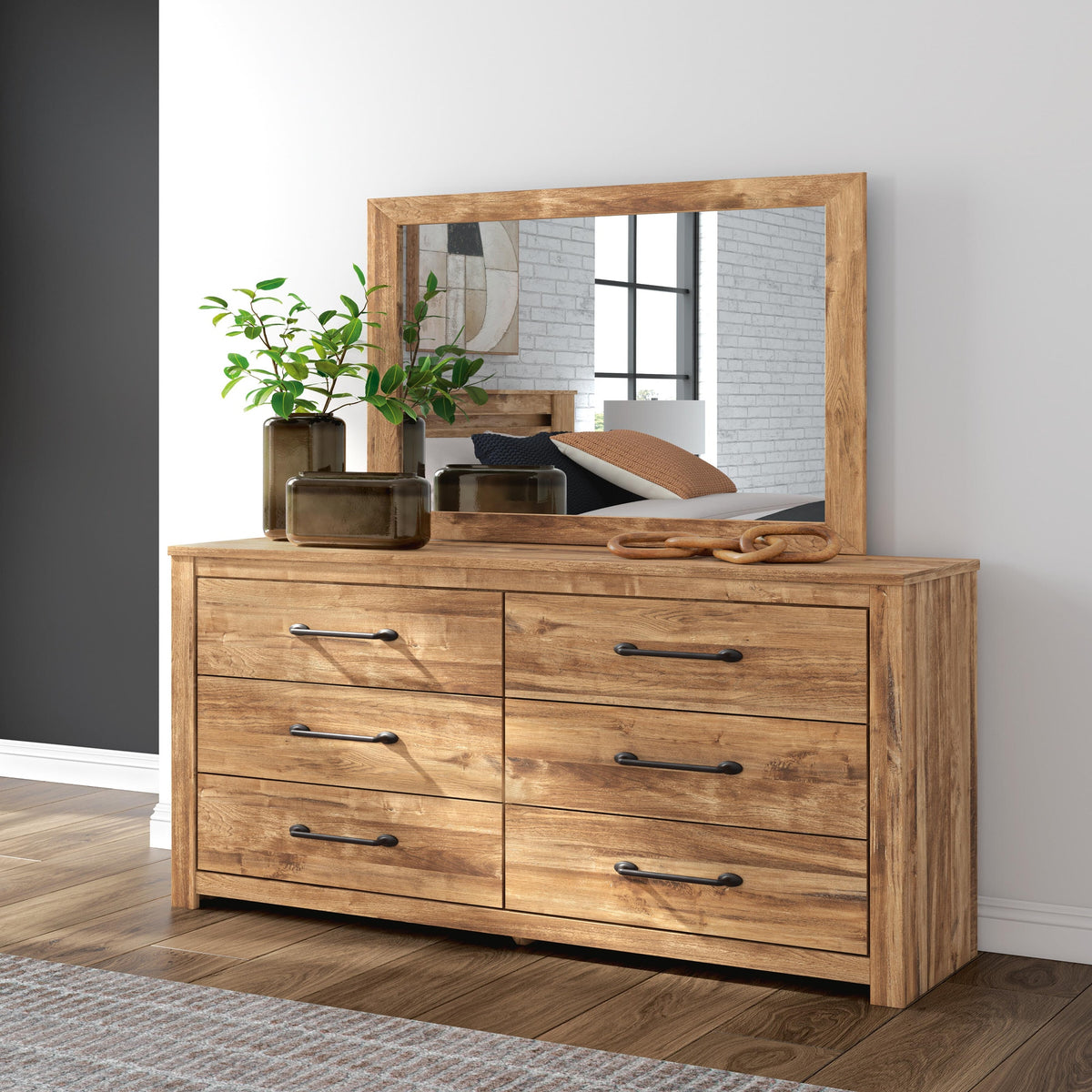 Maystonna Queen Crossbuck Panel Bed, Dresser, Mirror and Nightstand (PCB1580-SI) - Image 23