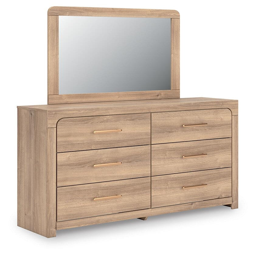 Kinlanni Queen Upholstered Panel Bed, Dresser and Mirror (PCB1360-SI) - Image 3