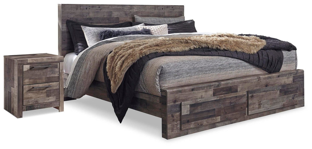 Derekson Panel Storage Bed and 2 Nightstands - Multi Gray  (B200-SI)
