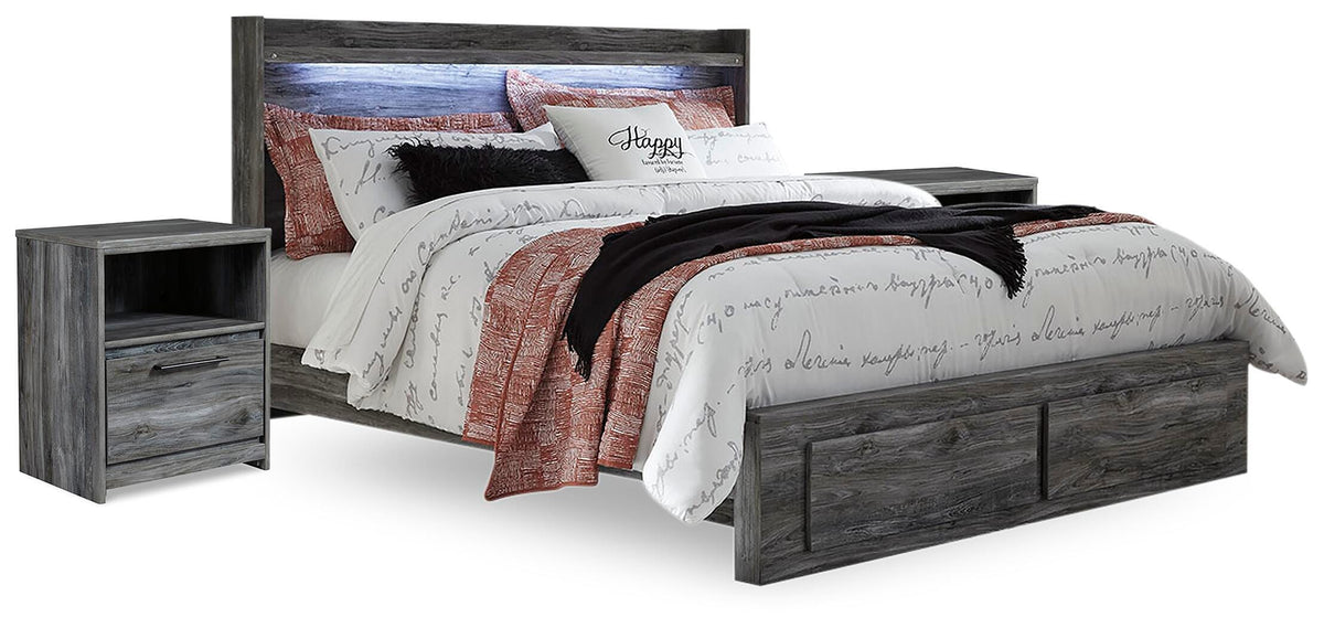 Baystorm Panel Storage Bed and 2 Nightstands - Gray  (B221-SI)