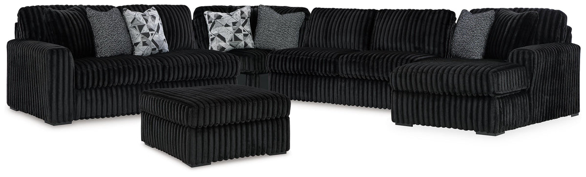Midnight-Madness 4-Piece Sectional and Oversized Accent Ottoman (98103-SI)